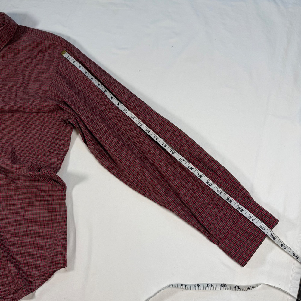 Ralph Lauren Yarmouth Mens 17 36/37 Red Plaid Cotton Button Down Shirt XL - Picture 7 of 9